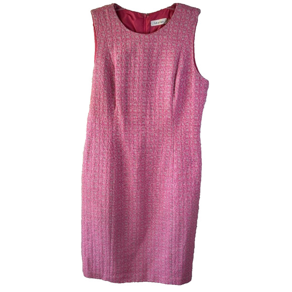 Calvin Klein A line Sleeveless Pink Midi Dress Size 10 Preppy - Picture 1 of 11
